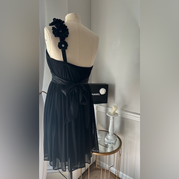 One Shoulder Floral strap Black Formal Prom Wedding guest dress 🖤 - Picture 7 of 10